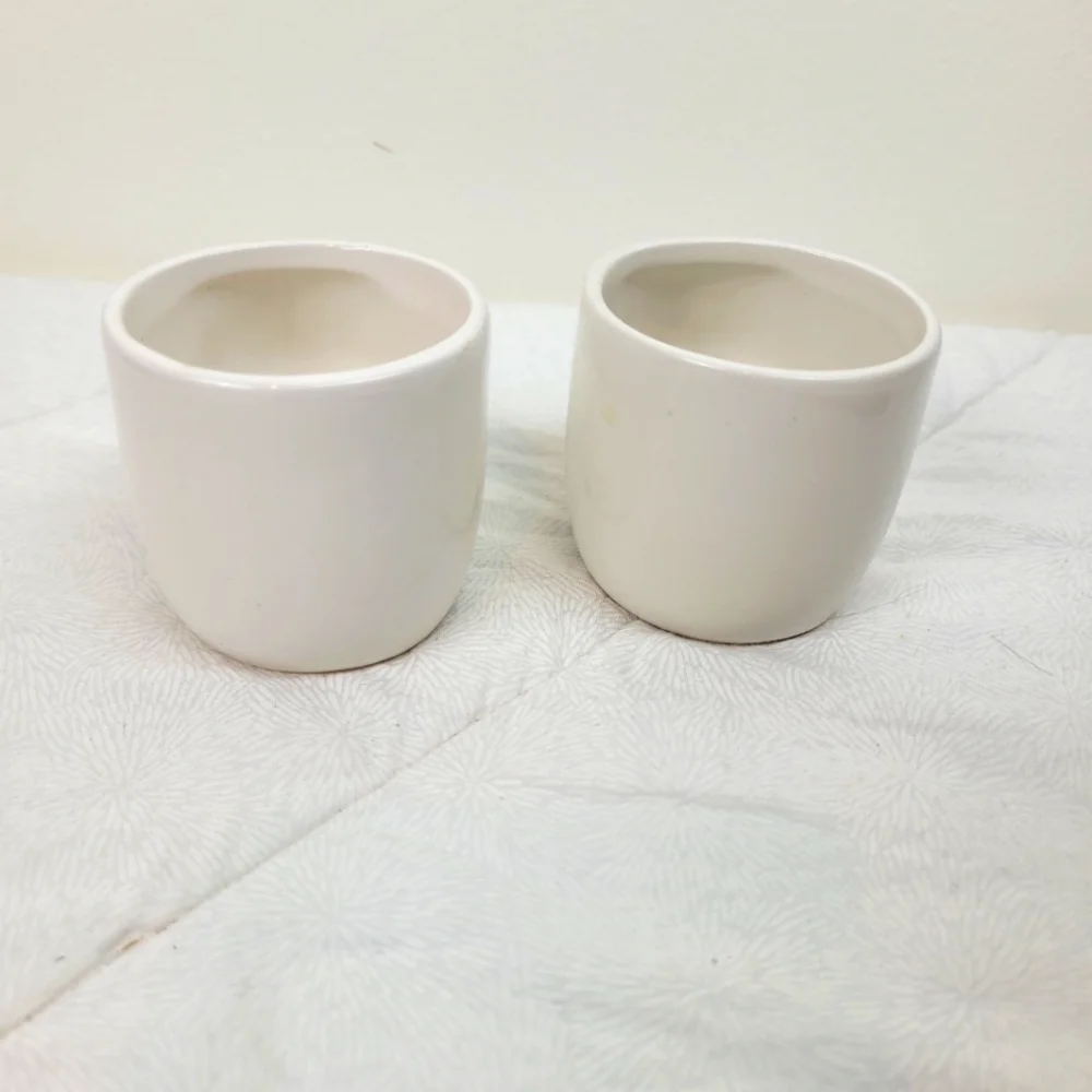 Small Miniature White Painted Cat Theme Pots Planters For Succulents 2 x 2.5 - Picture 2 of 8